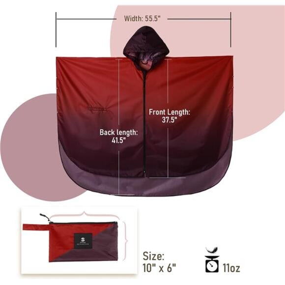 Rain Poncho Jacket Coat Hooded for Adults with Pockets - Picture 7 of 8